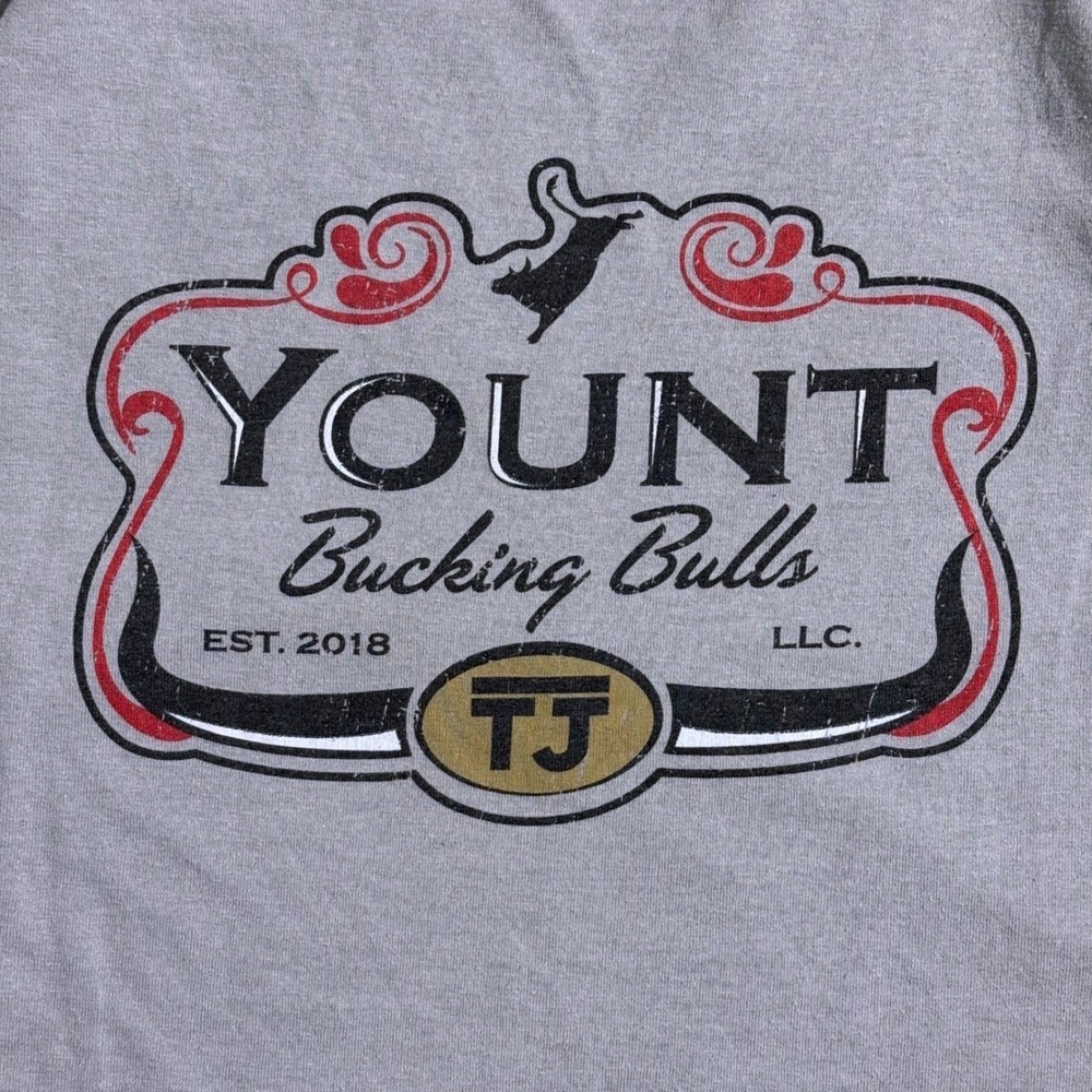 Gildan DryBlend Yount Bucking Bulls Graphic T-Shirt Mens 2XL Gray Short‎ Sleeve